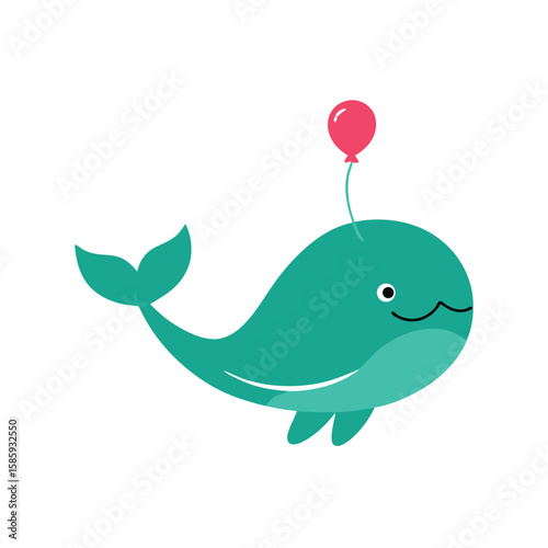 whale with balloon hat