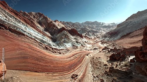 Stunning panoramic view of rainbow valley in atacama desert, chile, showcasing vibrant rock