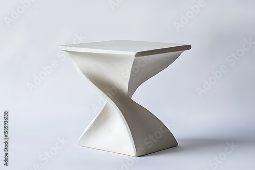 Minimalist White Side Table with Unique Twisted Design for Modern Home