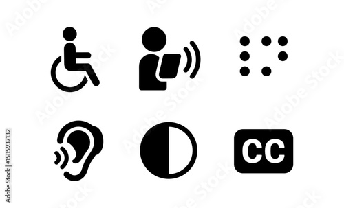 Accessibility symbols collection featuring disability and assistive icons