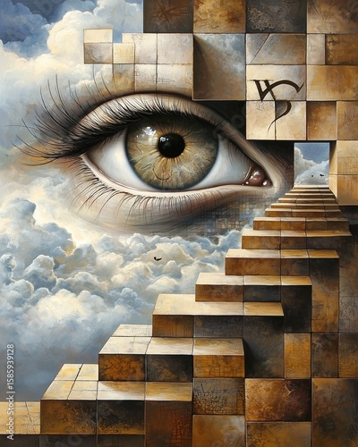 Neurodivergent expression art with Neurodivergent expression through abstract portrait art with vivid colors ,  geometric shapes, explore Neurodivergent expression scenes illustration 
