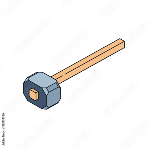 Heavy duty octagonal steel sledgehammer with wooden handle for demolition and construction work