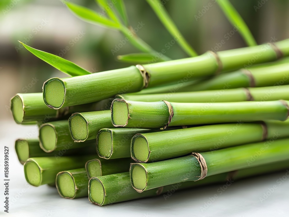 Fototapeta premium Vibrant Green Bamboo Stalks - Nature's Sustainable Beauty