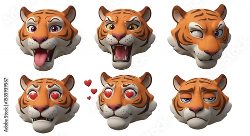 Tiger expressions digital illustrations