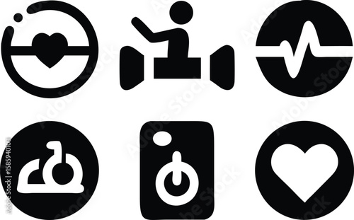 Health and Fitness Icons heart pulse