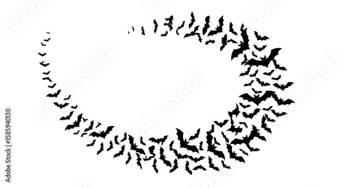 Spiral of flying bats creating a mysterious halloween design
