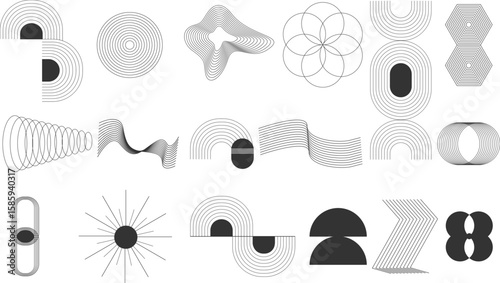 Abstract Geometric Shapes and Grid 