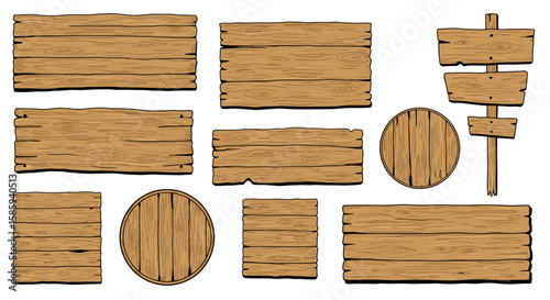 Rustic wooden signs collection with hand drawn style