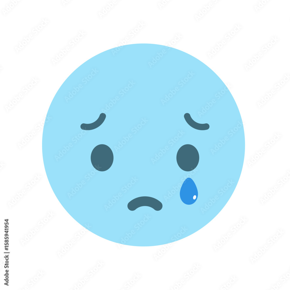 Fototapeta premium 涙を流して泣いている悲しい顔の絵文字 - 困る・心配・トラブルなどのイメージのアイコン・イラスト素材