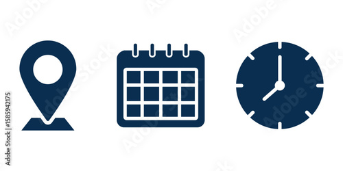 Date, Time, Address icon set.   Icons for Websites and Apps . eps 10