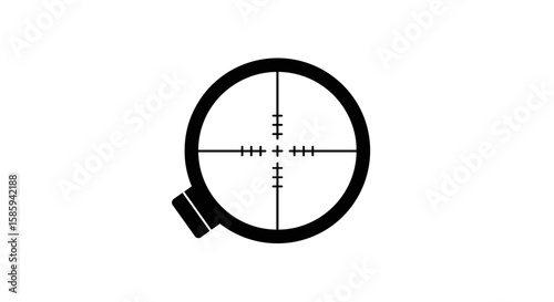 Minimalist black silhouette of a scope crosshair on white background