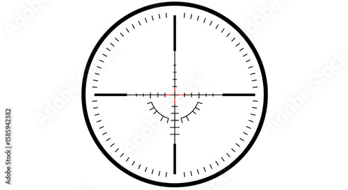 Tactical crosshair reticle with precision markings for targeting and gaming