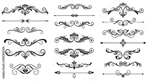 Elegant ornamental dividers and decorative swirls set for design projects