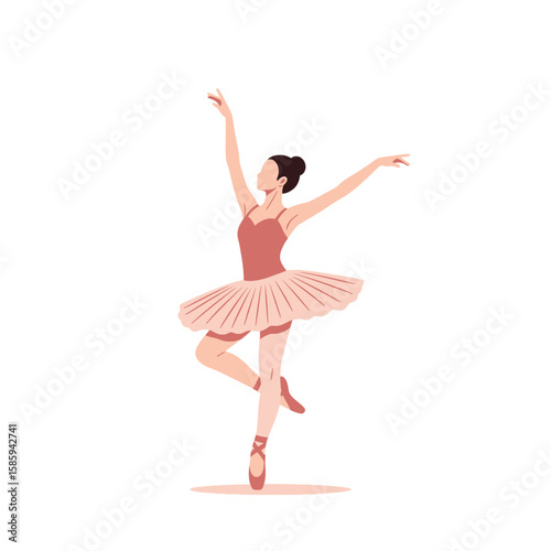 Graceful ballerina performing a ballet dance, arms raised, wearing a tutu.
