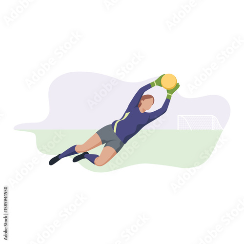 Goalkeeper diving to make a save – vector illustration
