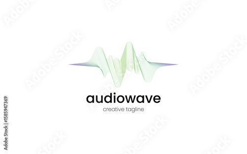 Elegant Fluid Waveform in Light Gradient. Can be used for ambient music channels, ASMR brand identity, or modern audio tech logos
