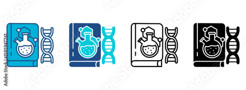 Science Book Icon Set With Multiple Styles. Vector Illustration
