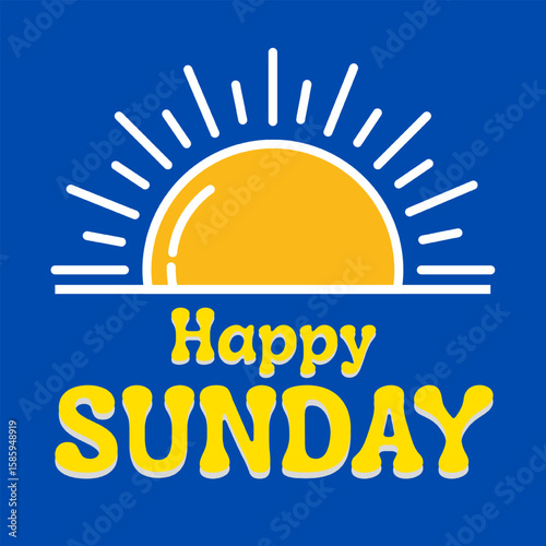 Vector text illustration for Happy Sunday.