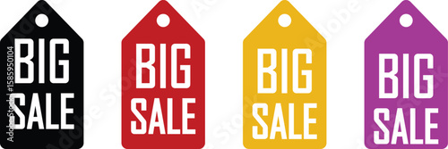 Big Sale Tags: Vibrant Colors, Retail Promotion, Marketing Graphics