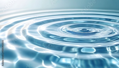 Serene concentric ripples expanding outwards from a central point on a calm, light blue water surface.