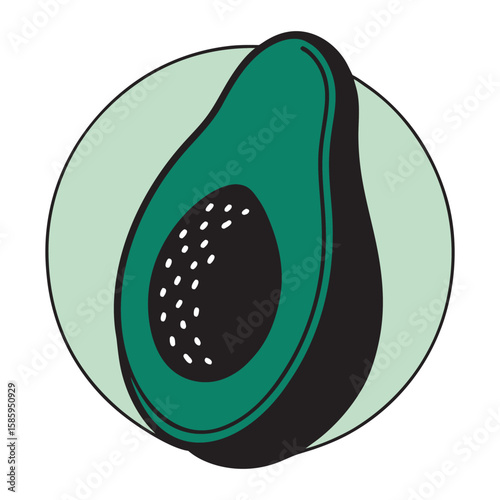 Freshly sliced avocado illustration for healthy food advertising