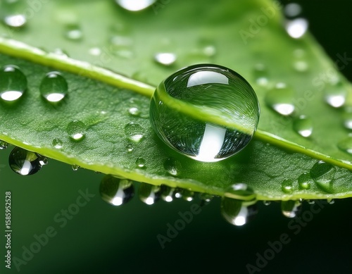 close up macro of water droplet on green leaf capturing nature s beauty