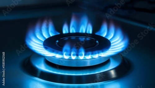 blue flame on gas stove burner