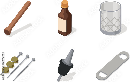 Cocktail tools and ingredients collection