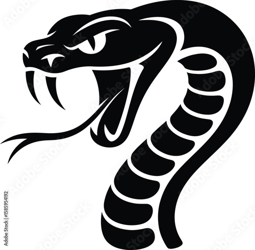 Aggressive Snake Head Silhouette Vector