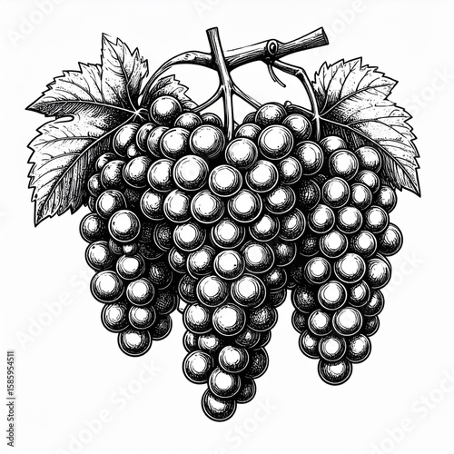 Monochrome Illustration Of Grapes