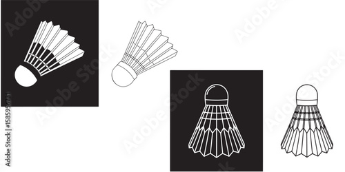 set vector various Badminton Shuttlecock Badminton shuttlecock icon vector silhouettes, 