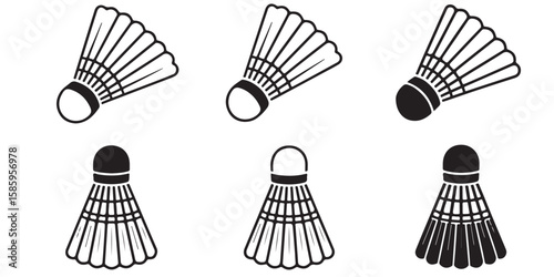 set vector various Badminton Shuttlecock Badminton shuttlecock icon vector silhouettes, 