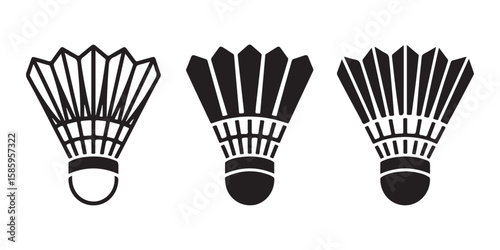 set vector various Badminton Shuttlecock Badminton shuttlecock icon vector silhouettes, 