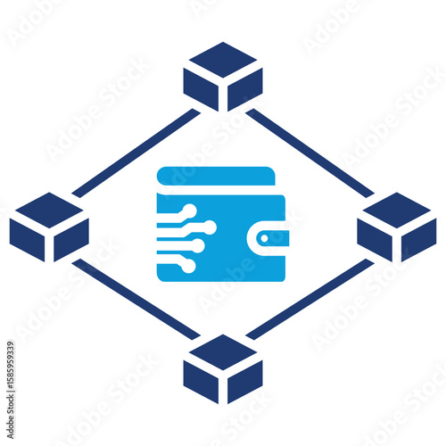 Blockchain Flat Blue Icon