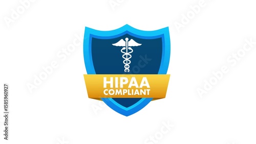 HIPAA and HI compliant golden and blue shield on white and green screen