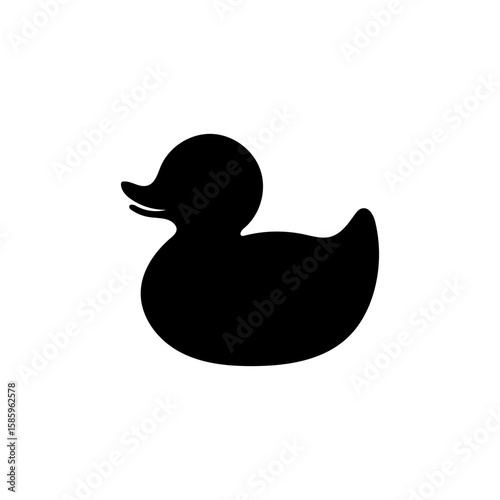 Black rubber duck silhouette vector flat design on white background.