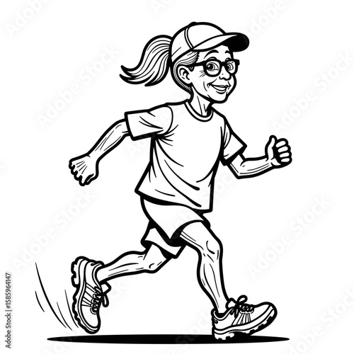 Active elderly woman jogging in sportswear – fitness lifestyle, health