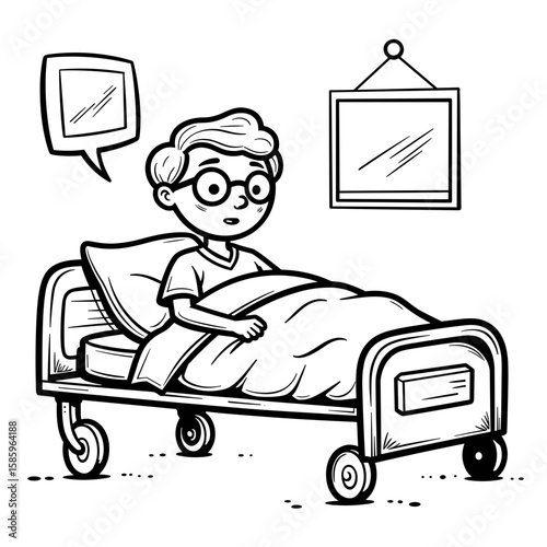 Child in hospital bed with blanket – pediatric care and recovery