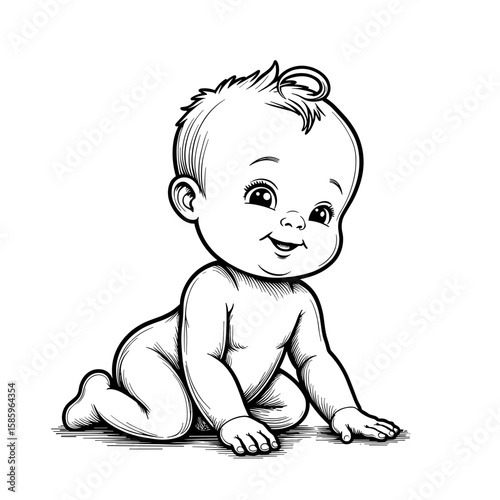 Crawling baby character – childcare and parenting concept