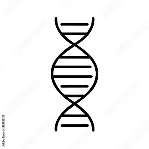 DNA double helix icon in minimalistic line art style  