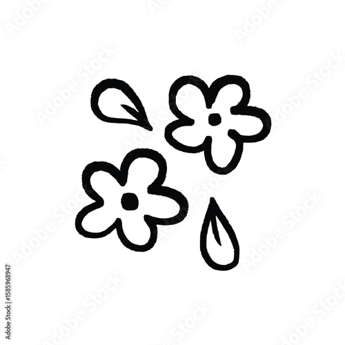 flower boutique doodle pencil sketch, abstract illustration, decorative elements of love