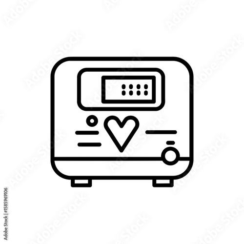 Minimal Line Icon of a Defibrillator for Medical Use