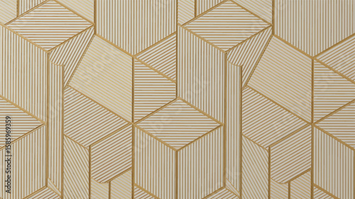 Geometric lines gold on cream background pattern