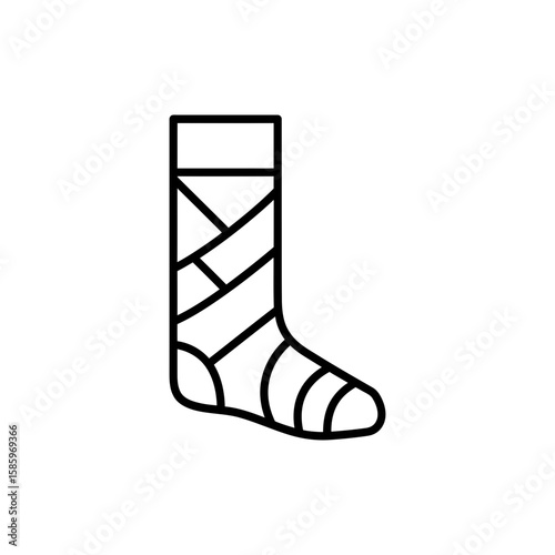 Outline Icon of an Orthopedic Cast for Bone Injury Treatment