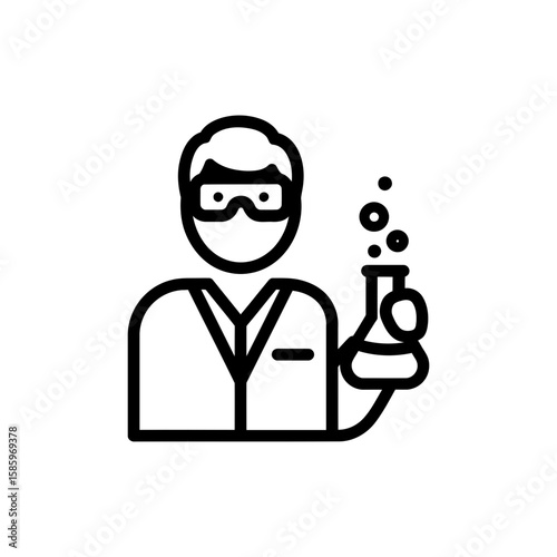 Outline Icon of a Lab Technician for Scientific or Medical Use
