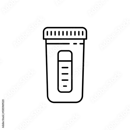 Thin line icon of a urine test container for medical analysis