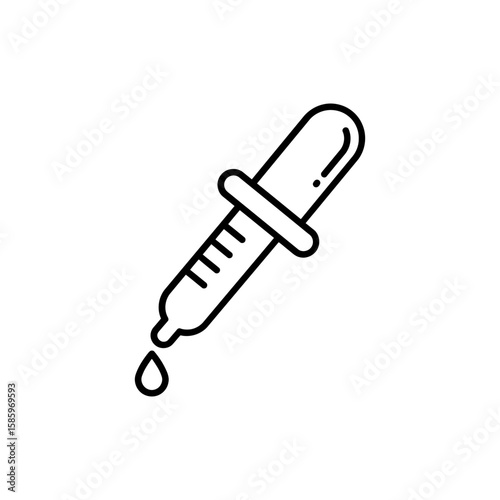 Thin Linear Icon of a Dropper for Medical and Laboratory Use