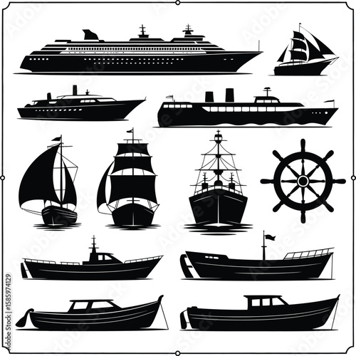Vector Sea Icons: Ocean Treasures, Nautical Elements, and Diving Gear.