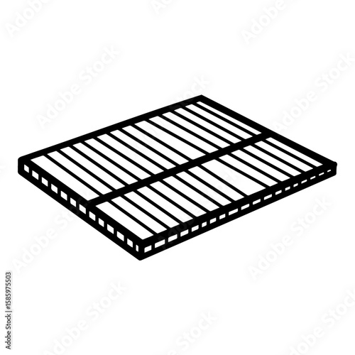 Tatami mat icon with bamboo texture on white background, minimalist design
