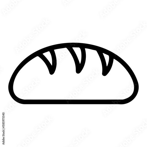 Bread loaf icon with cuts on top on white background, minimalistic design